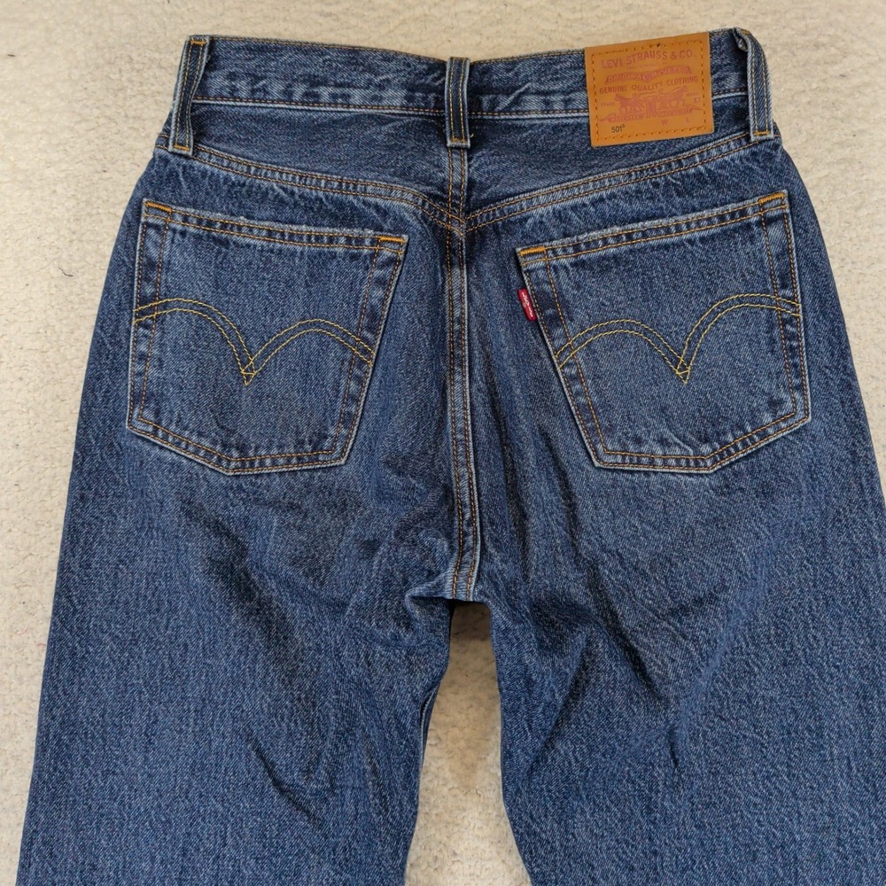 Levis Premium 501 Original Straight Leg Jeans Med Wash W25 L32 Rigid 100% Cotton - Picture 9 of 10